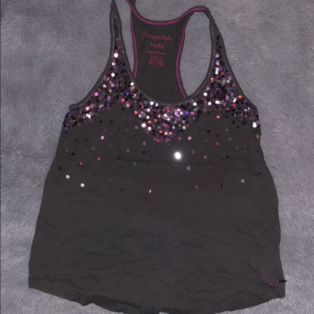 Aero racer back tank top with sequin detail